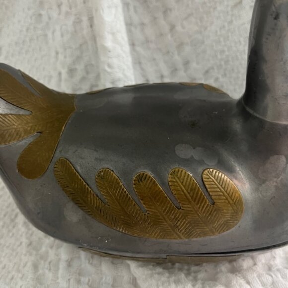 Vintage Pewter/ Brass Duck Trinket Box 6.5 in tall Bundle with SM duck 2 for $60 - Picture 7 of 15